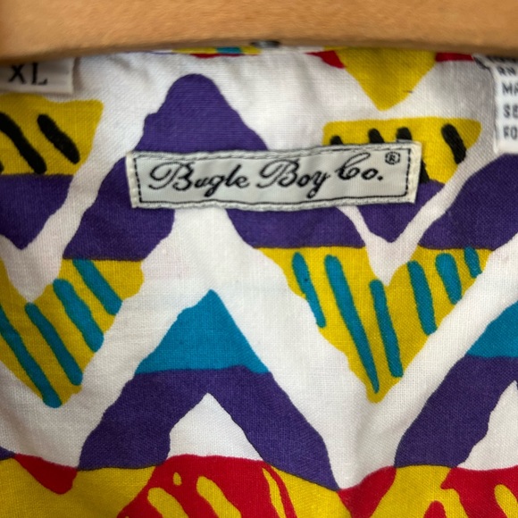 Vintage 90’s Bugle Boy short sleeve button down shirt geometric size XL - Picture 7 of 7